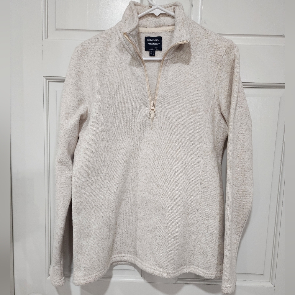 Cozy Heathered Half-Zip Pullover Sweatshirt Fall Comfort Cream Ladies Medium